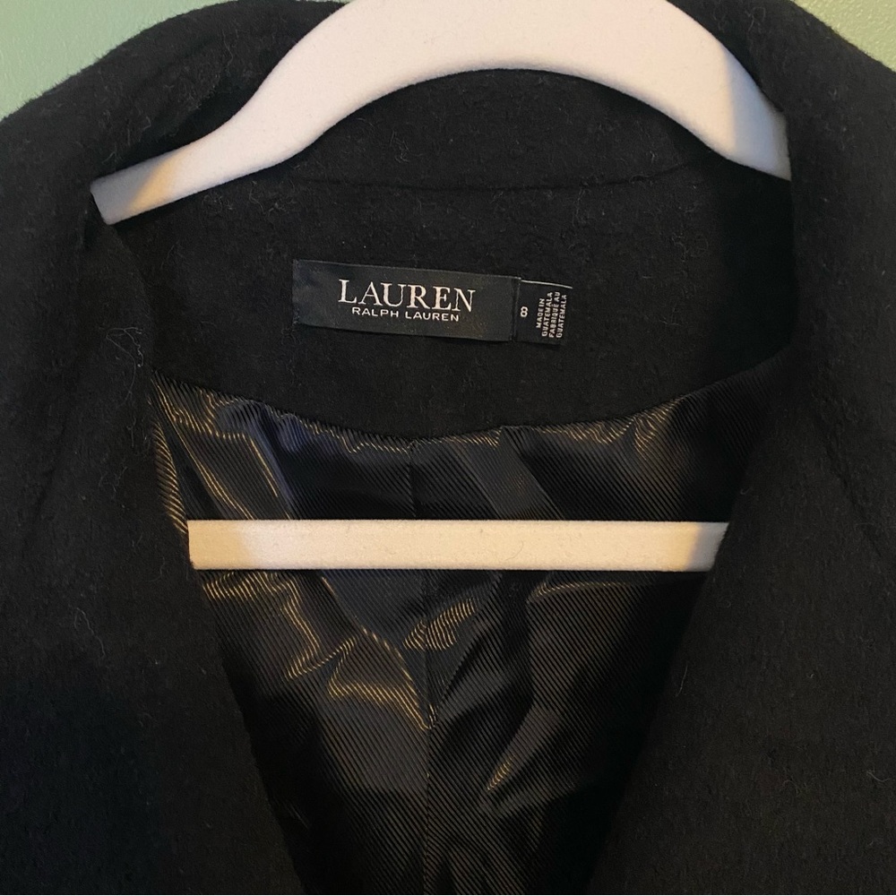 Lauren Ralph Lauren Black Double-Breasted Wool-Blend Coat - Picture 8 of 12
